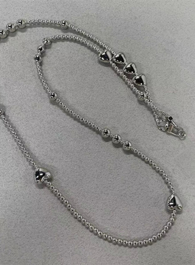 ins冷淡风手机链条斜挎可背手工串珠背包挂链爱心包包防丢挂绳链