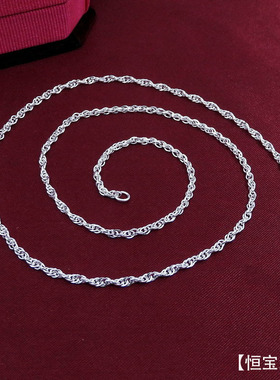 999纯银男女水波项链裸链足银