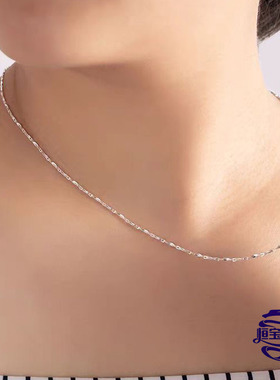 足银999纯银亮面元宝扣女士项链