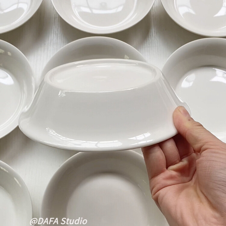 韩式ins风6.5寸弯边敞口白色深盘汤菜盘沙拉碗水果盘家用一人食