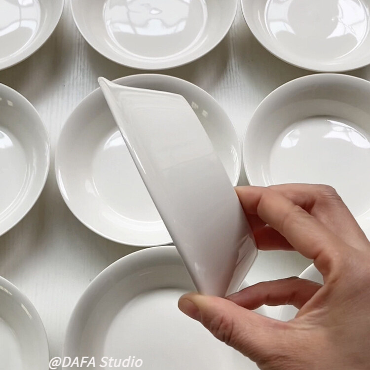 韩式ins风6.5寸弯边敞口白色深盘汤菜盘沙拉碗水果盘家用一人食