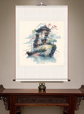 百家姓传统山水挂画姓氏赵钱孙李国画书法玄关客厅卧室装饰卷轴画