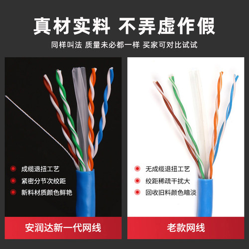 国标纯铜超六类千兆网线双屏蔽七类万兆家用网络双绞线CAT6类整箱 - 图2