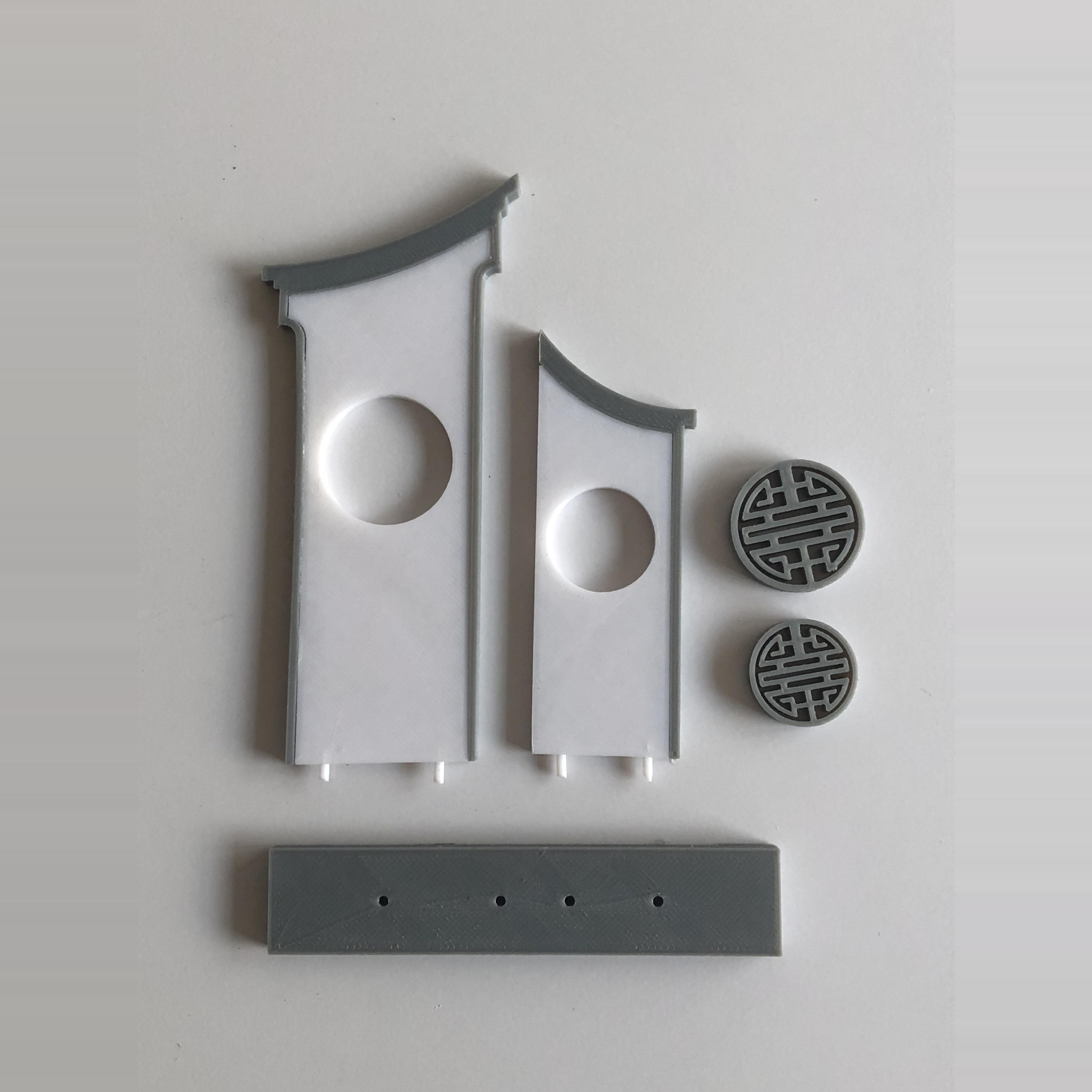 中式仿古双喜字花窗景墙微缩沙盘造景摆件中式古风模型桌面拼装 - 图1