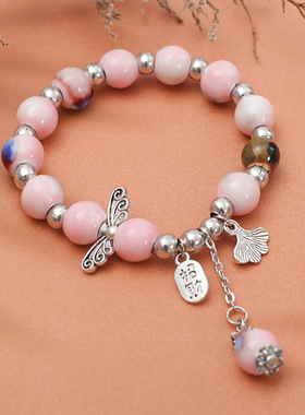 景德镇陶瓷手链新款文艺复古民族风蝴蝶手链招财纳福；