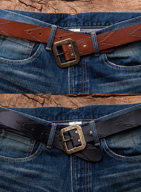 ［5折］CALEE EMBOSSING LEATHER BELT 牛皮压花腰带