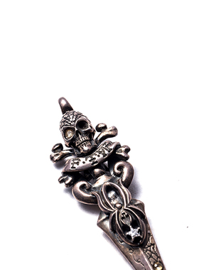 galcia全银镶钻骷髅吊坠