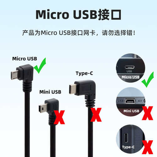 Micro USB安卓接口平板电脑有线网卡网线转换器适用昂达台电连接网络转接头以太网转接口独立MAC物理地址9700 - 图3