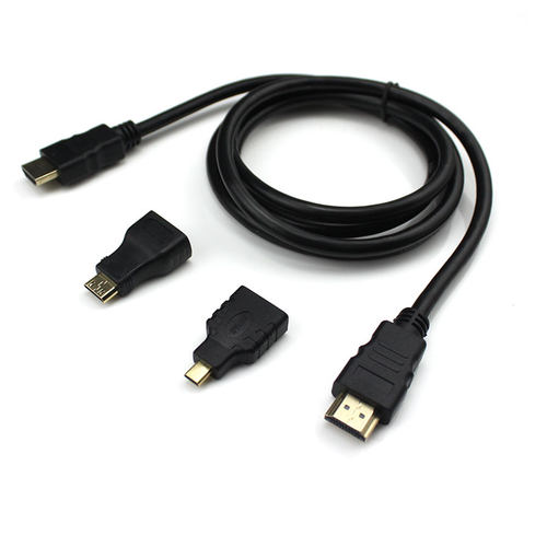 三合一HDMI高清数据线HDMI转micro/mini转接线连接头小转大单反相机平板转换器小头迷你微型小口转正常接口母 - 图1