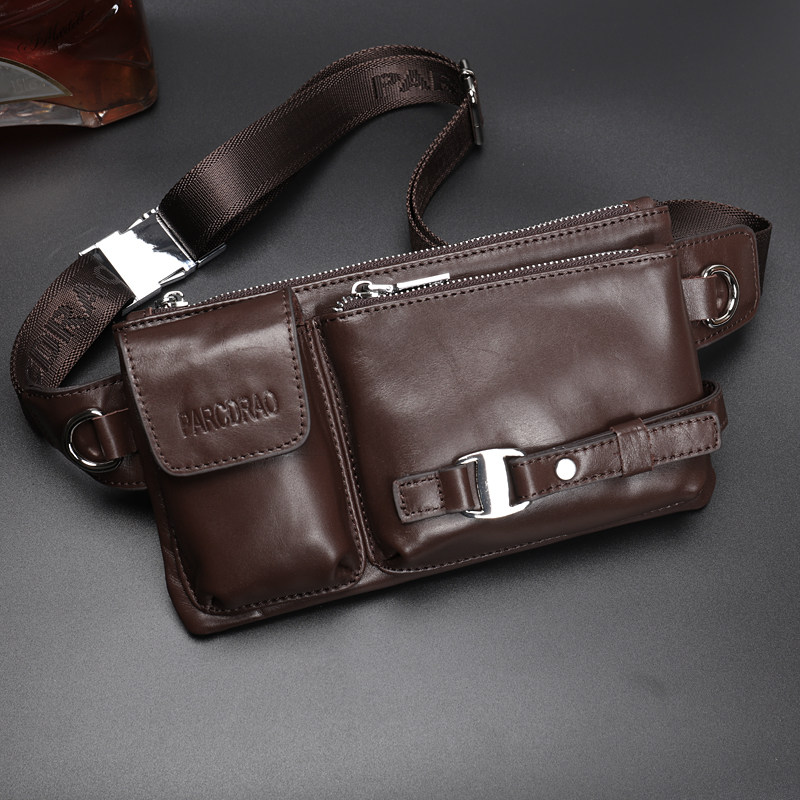 男头层牛皮韩版多功能手机包腰包 帕克狄奥男士包袋