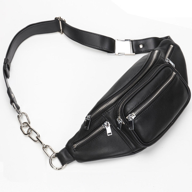 新款羊皮女真皮百搭单肩斜挎潮胸包 帕克狄奥女士包袋