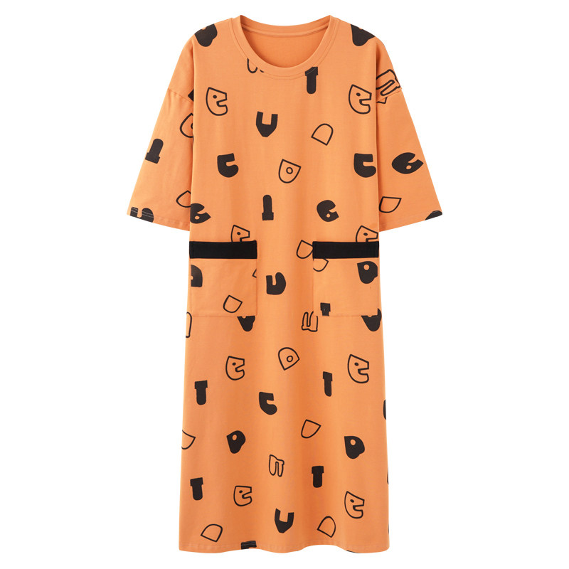 2023新款春夏纯棉宽松长款过膝睡裙 康汝雅睡裙