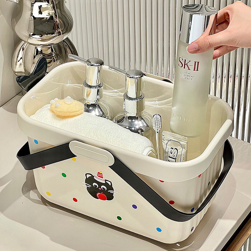 学生洗漱洗澡篮奶油风波点手提篮浴室收纳篮大容量置物收纳手提篮,淘宝优惠券,粉丝福利购,淘宝优惠卷