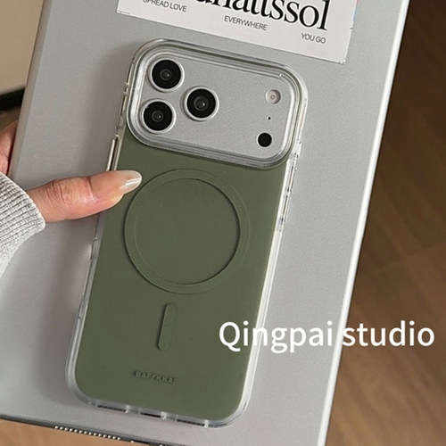 轻派ins风简约磨砂纯色磁吸圈壳适用苹果17promax手机壳iphone16pro新款15女款14高级质感小众13防摔全包硬壳 - 图2