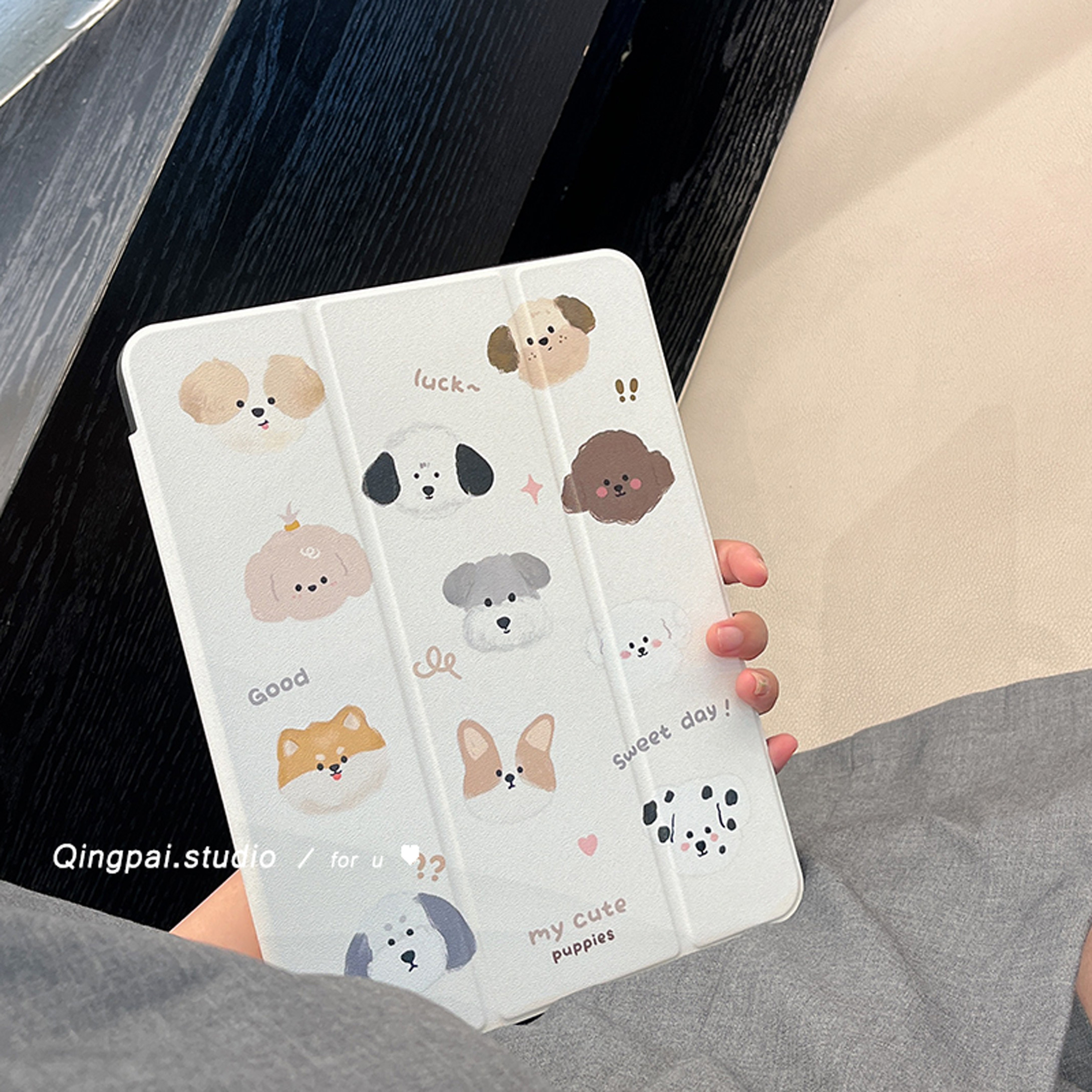 可爱小狗适用ipad保护套air5三折4苹果ipadpro2022平板2021带笔槽air3/5网红卡通平板壳ipad10防摔亚克力硬壳,淘宝优惠券,粉丝福利购,淘宝优惠卷