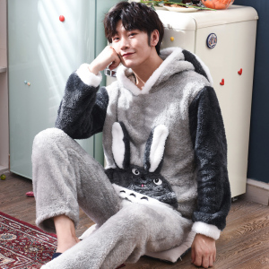 男士秋冬季珊瑚绒睡衣