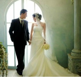 韩式红色新娘结婚婚纱头纱蕾丝