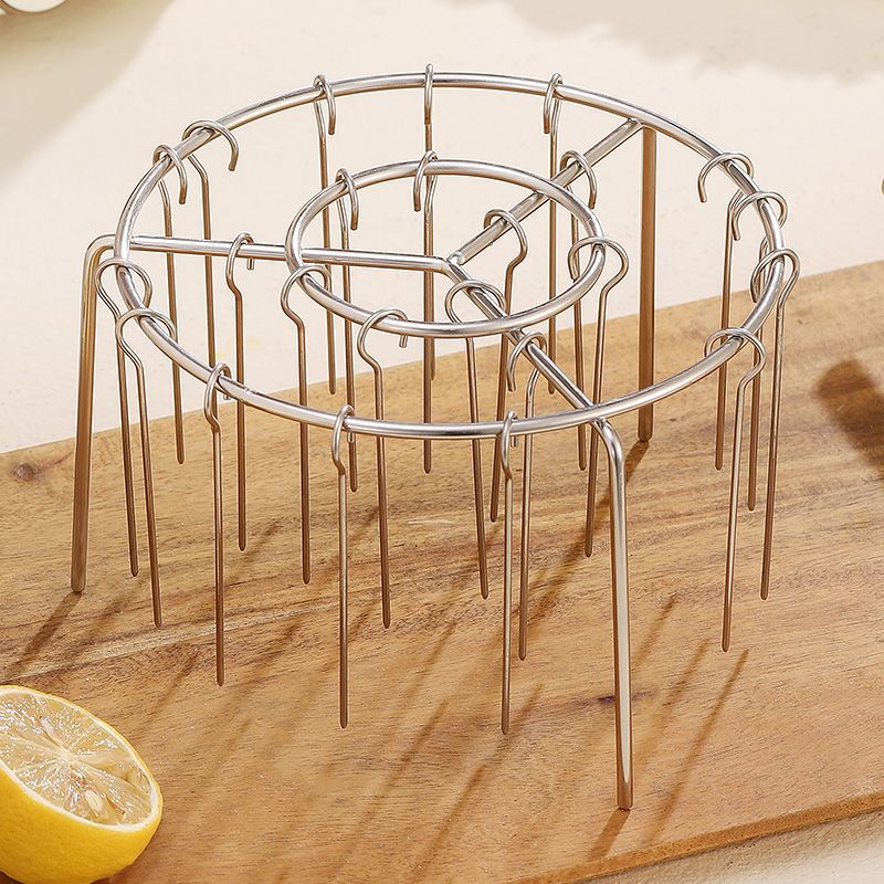 不锈钢烤肉架空气炸锅立式烤架专用圆形烧烤家用烤箱厨房烤串 - 图0