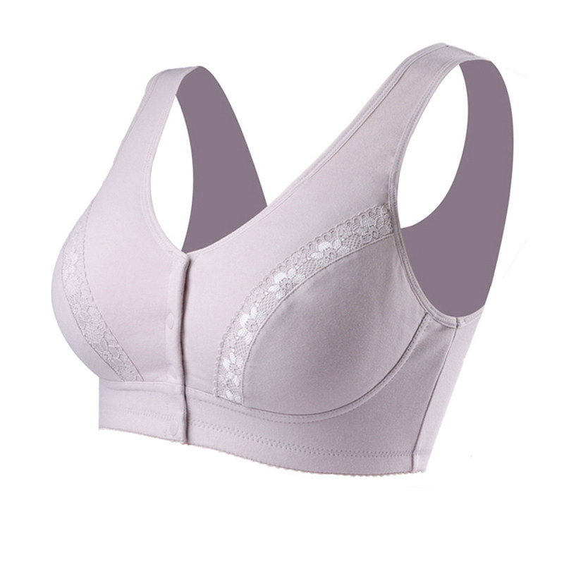 妈妈内衣女前扣老人厚款海绵胸罩纯棉无钢圈背心式全棉中老年文胸,淘宝优惠券,粉丝福利购,淘宝优惠卷