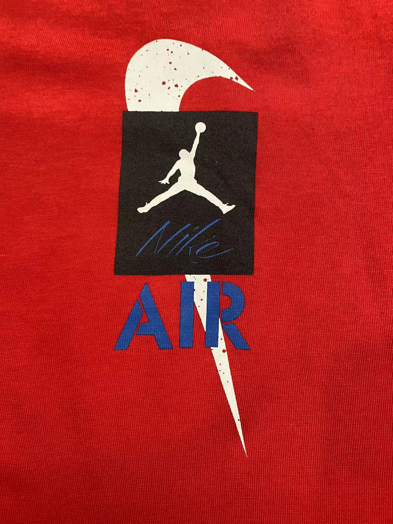 Jordan飞人乔丹AJ纯棉透气短袖篮球运动休闲t恤圆领男本命年红XL - 图0