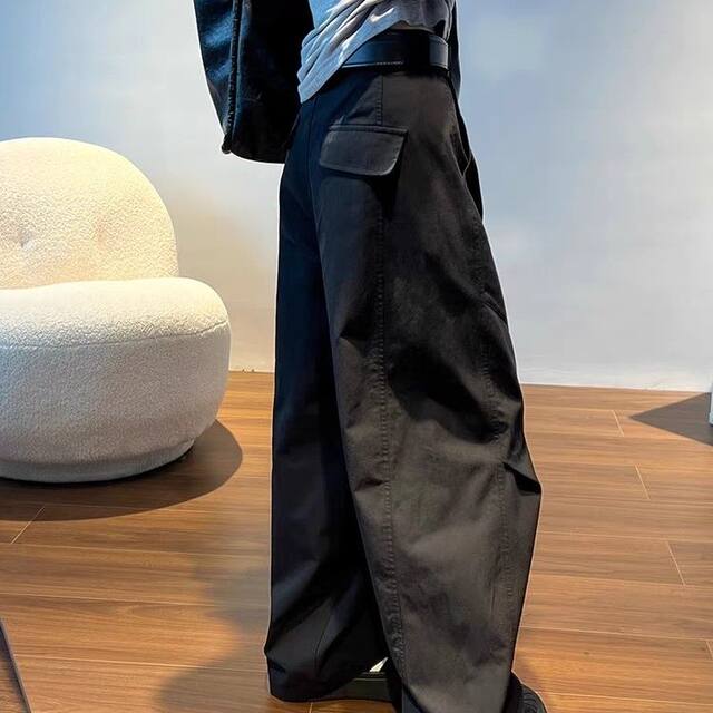 2025 ສີຂາວ Spring and Autumn Pants Women's Loose New Scimitar High Waist Pants Belt Casual Pants