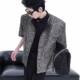 ການອອກແບບ niche ສັ້ນ sequined shoulder pad ເສື້ອ jacket ແຂນສັ້ນສໍາລັບຜູ້ຊາຍ summer light luxury high-end top half-sleeved ສໍາລັບຜູ້ຊາຍ
