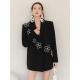 ການອອກແບບສີດໍາ retro pearl suit jacket ສໍາລັບແມ່ຍິງ trendy 2023 ລະດູຫນາວຊຸດເສື້ອວ່າງສະບາຍສໍາລັບແມ່ຍິງ 1106