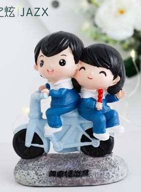 青梅竹马树脂情侣结婚酒柜装饰品