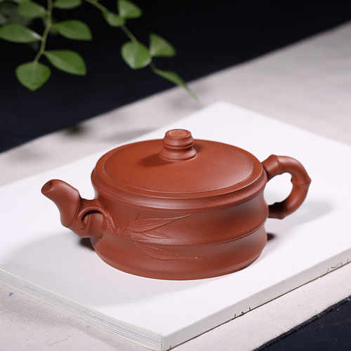 一心玉壶 宜兴红泥紫砂壶茶具竹节壶杯壶套装纯手工礼盒 - 图1