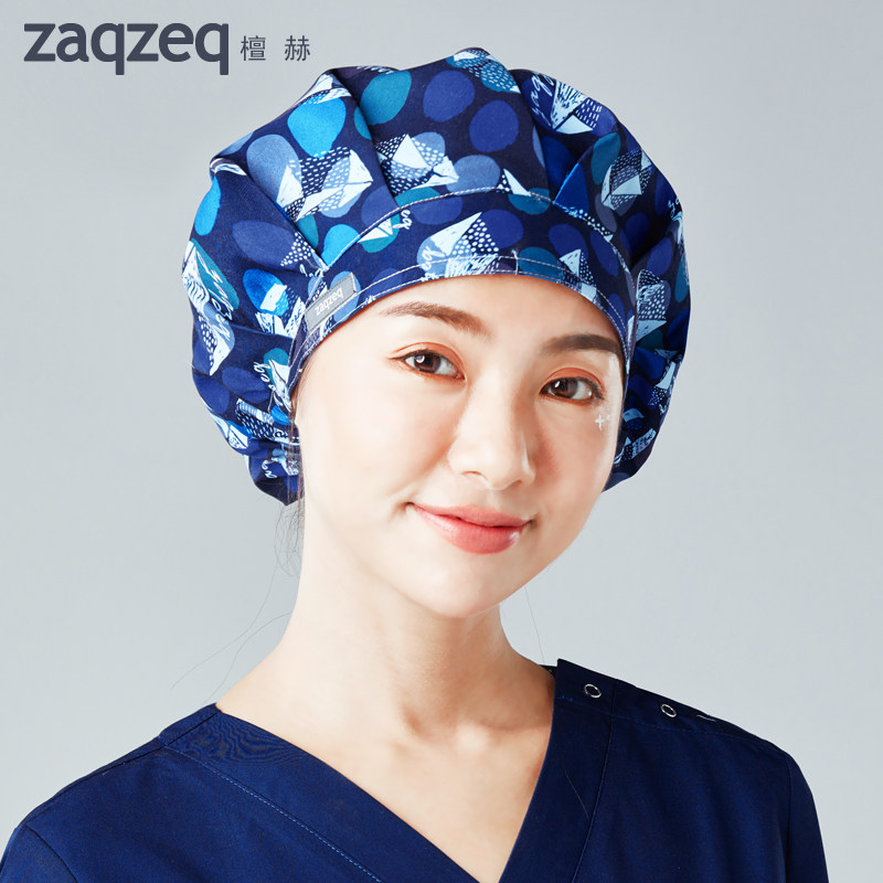 手术帽医生帽护士帽美容口腔宠物医院工作帽长发适用欧美印花帽子_虎窝淘