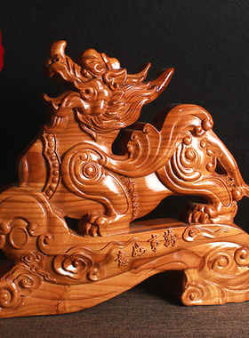 桃木貔貅摆件家居招财客厅装饰品