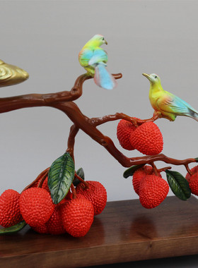 荔枝喜鹊摆件工艺品乔迁家居黄铜