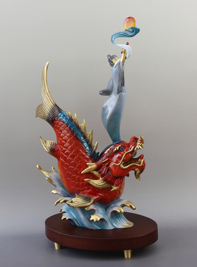 独占鳌鱼铜摆件鳌头办公室装饰