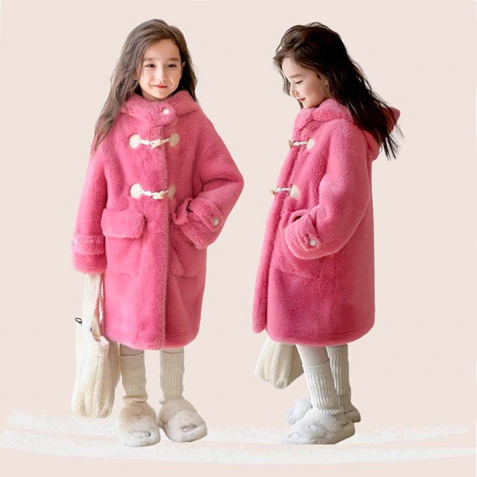 韩版女童毛毛皮草外套童装2025冬款仿水貂绒长款大衣皮毛一体连帽,淘宝优惠券,粉丝福利购,淘宝优惠卷