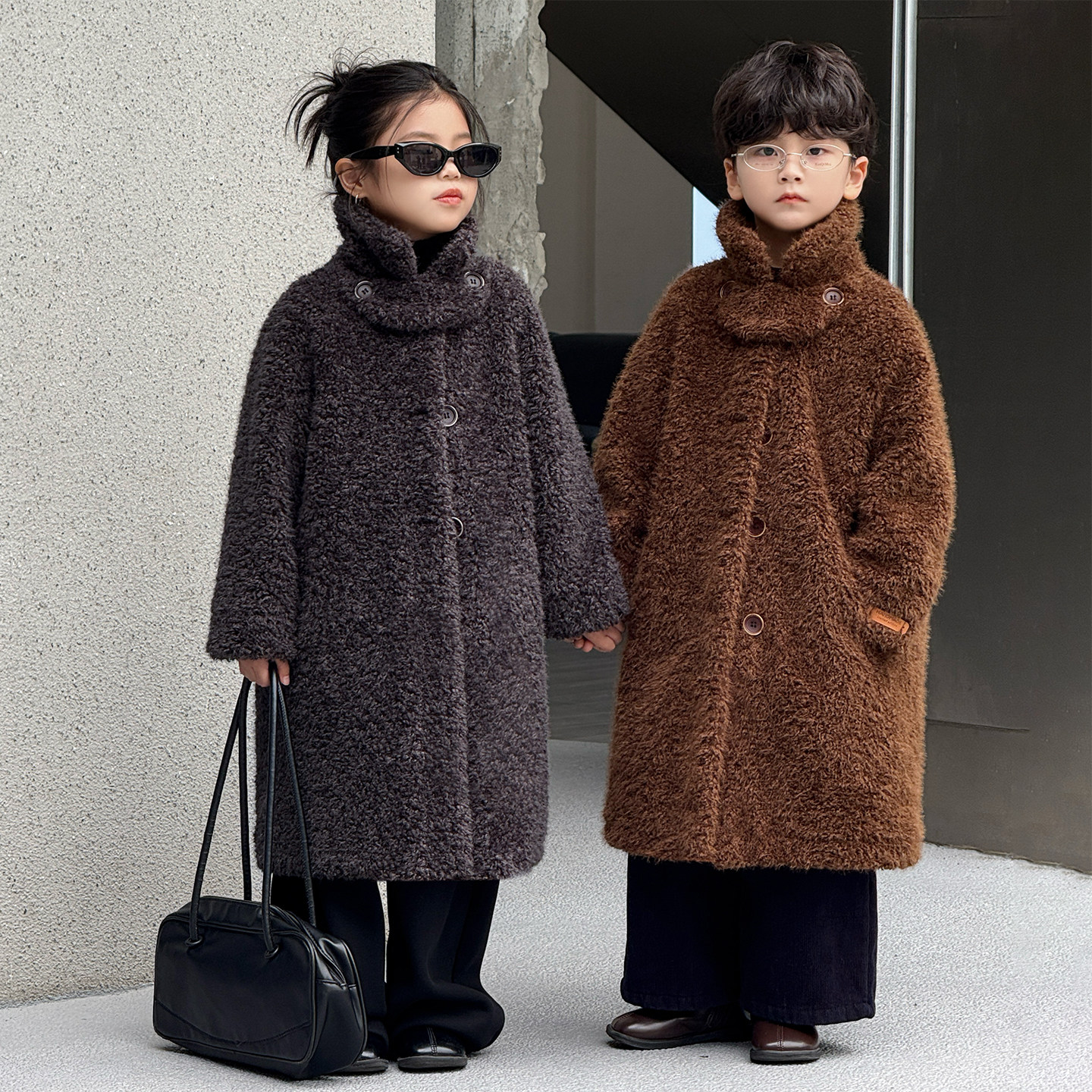 亲子装母子款毛毛外套皮草加绒男女童冬装大衣时尚长款中大童女装,淘宝优惠券,粉丝福利购,淘宝优惠卷