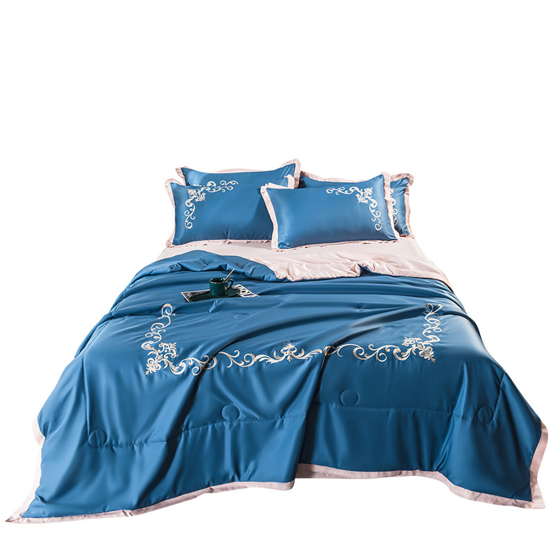 夏季可水洗四件套冰丝单人冷感夏被 艾云化纤被