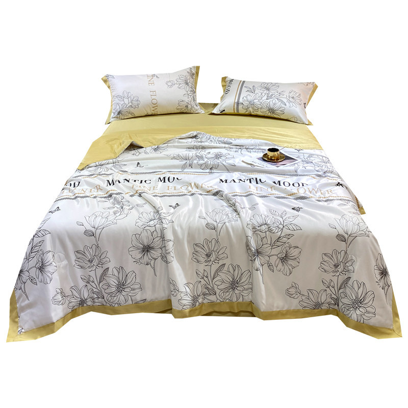 可机洗冰丝夏季单人四件套夏被 艾云化纤被