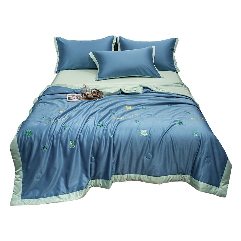 可水洗四件套夏季冰丝单双人薄被子 艾云化纤被