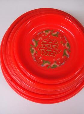 18号红色塑料果盘水果盘圆托盘供盘供具摆件家居佛堂寺庙用品