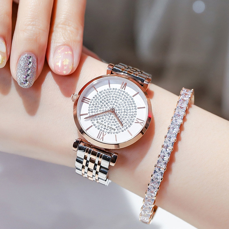 2020新款正品满天星女钢带石英表 rsqle瑞时爵国产腕表