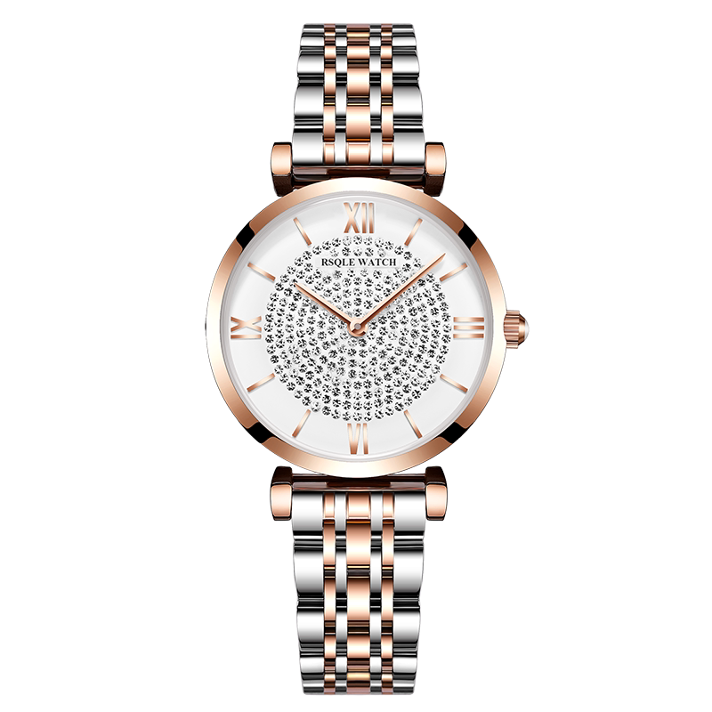 2020新款正品满天星女钢带石英表 rsqle瑞时爵国产腕表