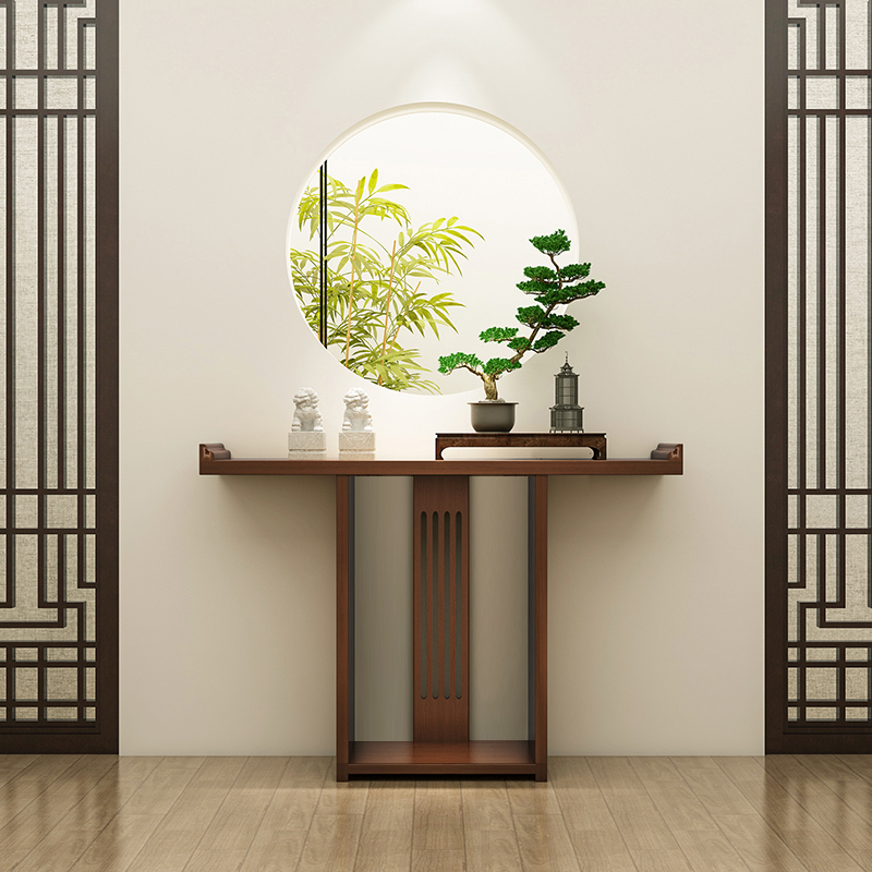 新中式玄关桌翘头玄关台纯实木条案玄关柜走廊过道小窄桌端景台 - 图0
