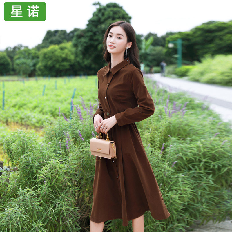 2022新款高级感复古中长款秋冬裙子 星诺连衣裙