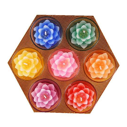 永诚七彩水果盘蜡烛莲花蜡烛玻璃茶杯酥油礼盒七果七星灯祈福许愿