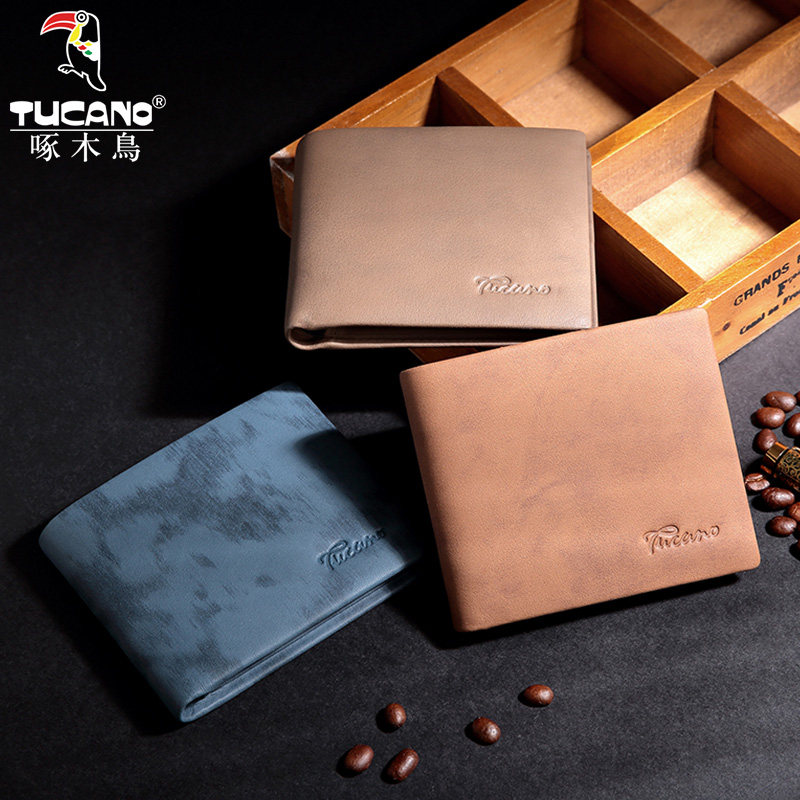 啄木鸟男士短款真皮男款定制土钱包 啄木鸟乒乒乓钱包