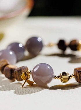 天然和田玉手链搭配沉香木转运珠方块手串新中式国风小众设计感女