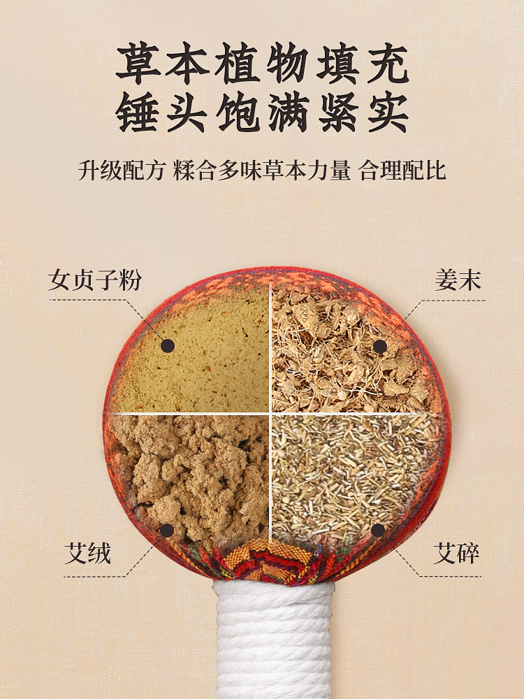 艾草捶背神器经络捶敲打锤养生艾锤棒筋络拍打按摩拍八虚子胆经-图0