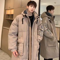 Super-long ultra-thick down jacket for mens mid-autumn winter 2023 new tide sign thickened lovers loose big goose jacket