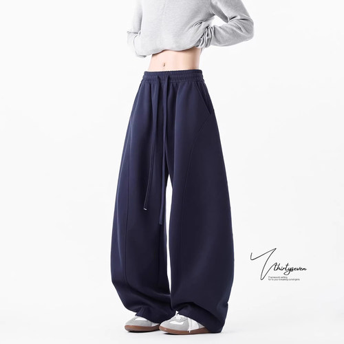 V37美式重磅潮流休闲斜切弯刀卫裤男春cleanfit复古宽松运动长裤 - 图0