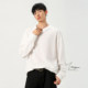 V37肌理感设计款V领长袖T恤男秋季潮牌高级感白色内搭打底衫上衣
